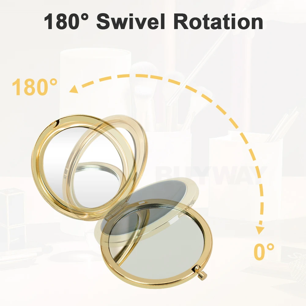 Circle Cheap Beauty Cute Make Up Miroir Women Handbag Folding Round Decorative Pocket Compact Held Hand Mirror For Girls Gift