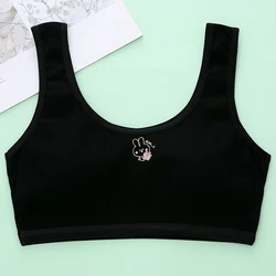 Simple  comfortable cartoon printed strapless vest student underwear double lined solid color cotton bra