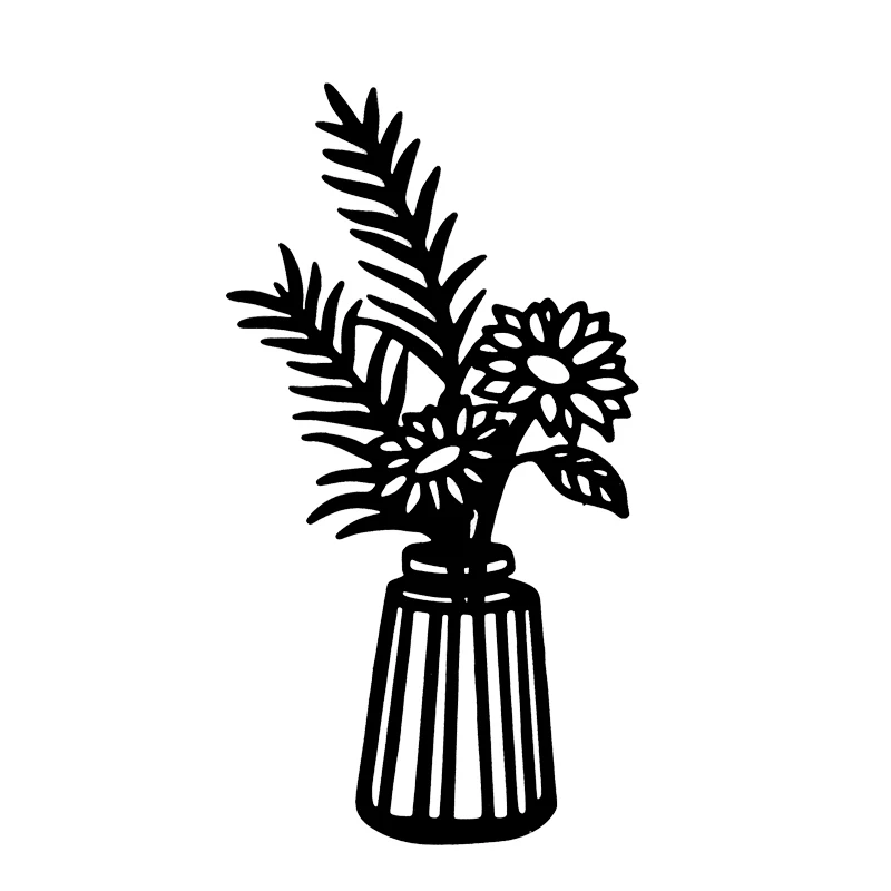 MR Classic Style Metal Black Wire Iron Flower Wall Decor Minimalist Vase Wall Art Floral Wall Sculpture for House Decor