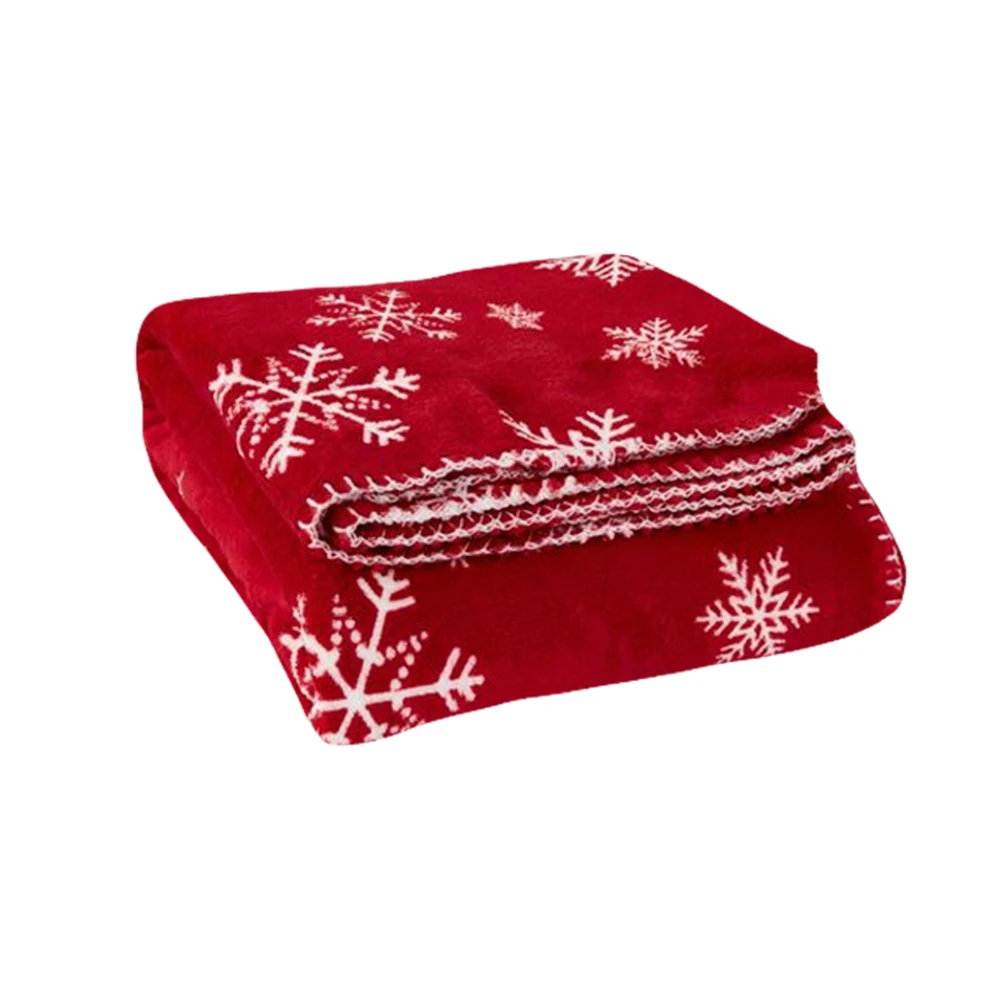 Cozy  Plush Christmas Snow pattern Print Flannel Fleece Decoration Blanket