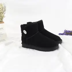 Waterproof Cow Suede Snow Boots Lady Winter Shoes
