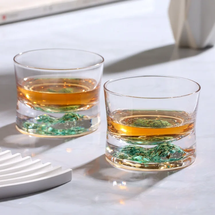 Silverbox New Arrival 120ml Whiskey Glass Classic Turquoise Shot Glass for Cocktails Transparent Drinkware Business Gifts