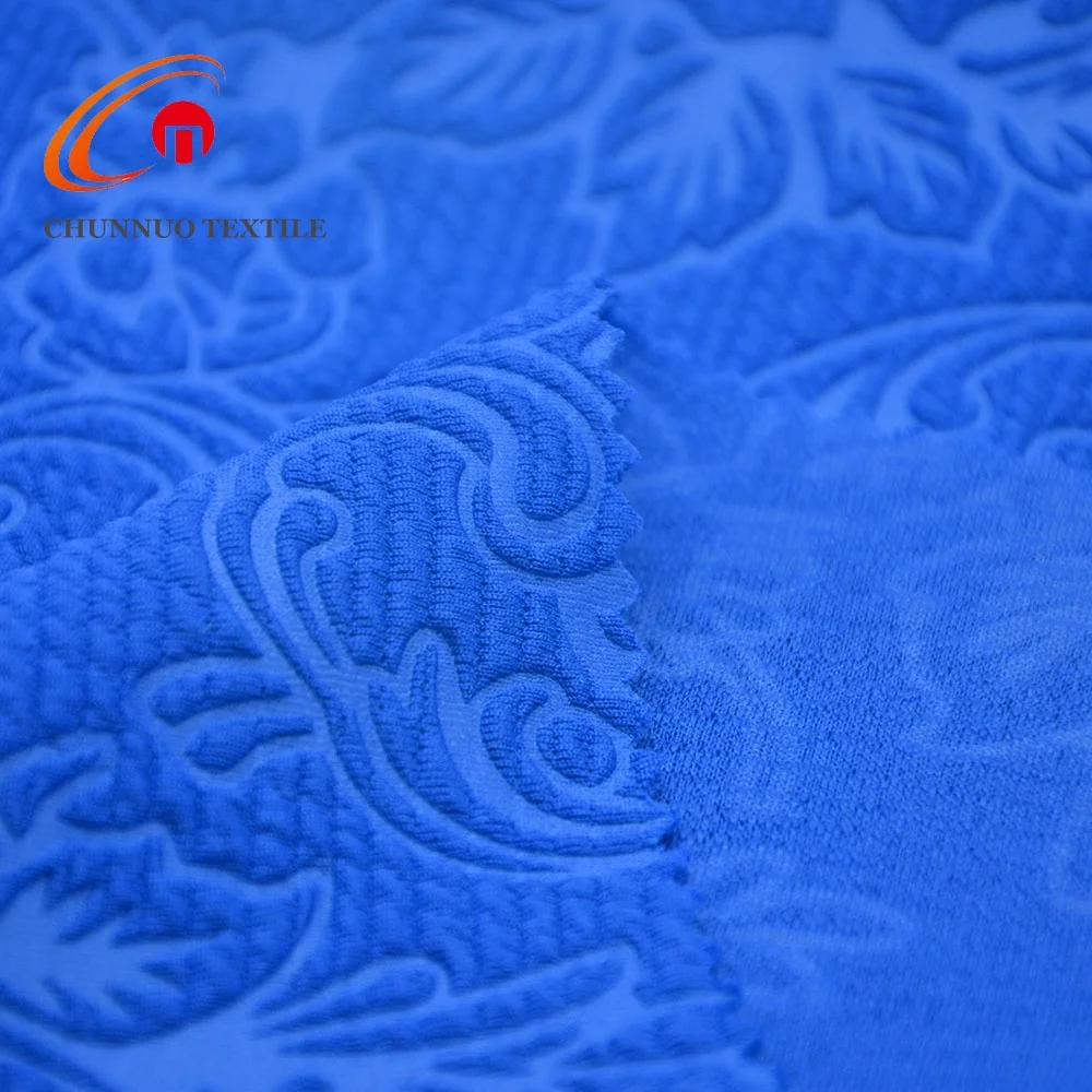 Chunnuo Textile 95%P5%SP DTY Stretch Jacquard Liverpool Fabric With 3D Emboss For Dress
