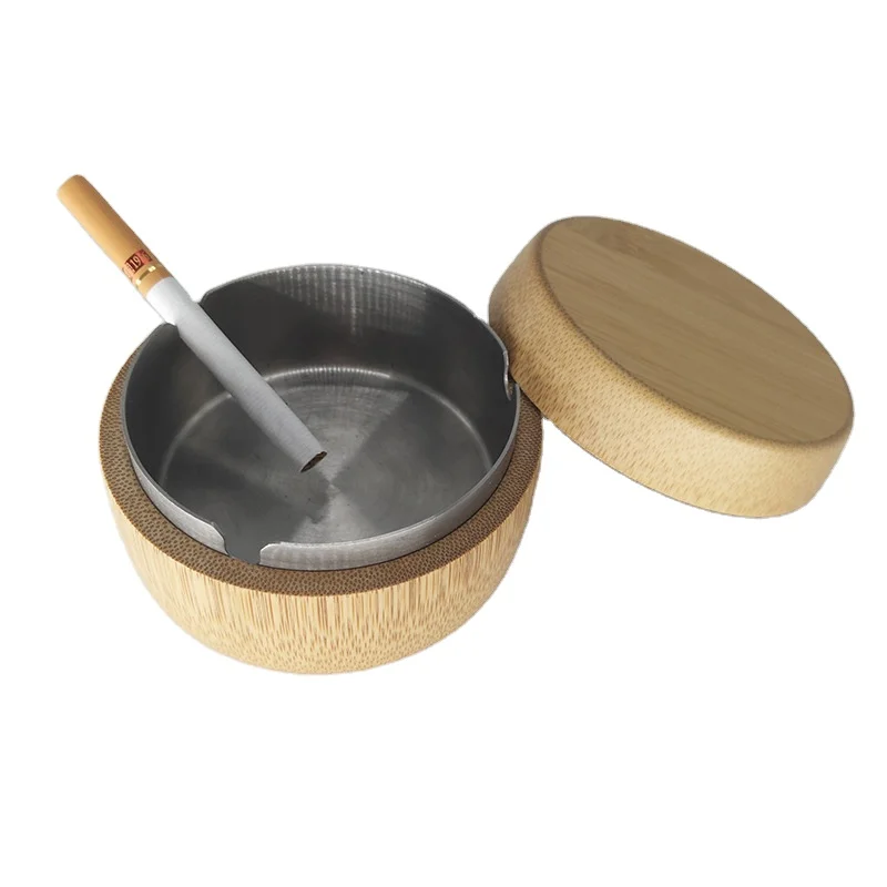 Customized Logo Wholesale Creative Bamboo Ashtra Fashion Simple Coffee Shop Ashtray