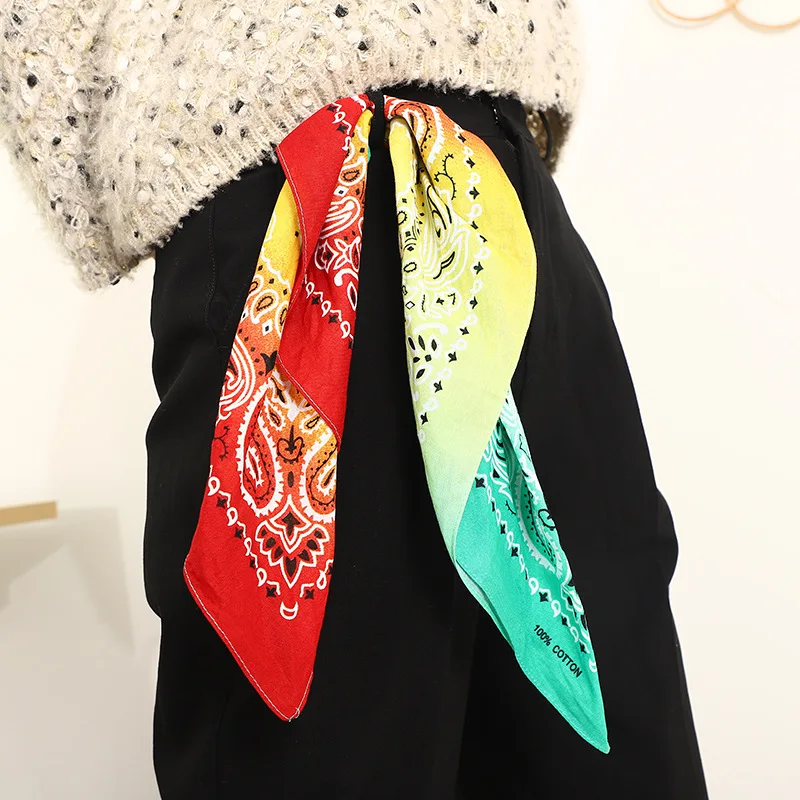 FUBU 2024 Hotsale High Quality Bandana 100% Pure Cotton Gradient Color Scarf Fashion Sports Bandana Outdoor
