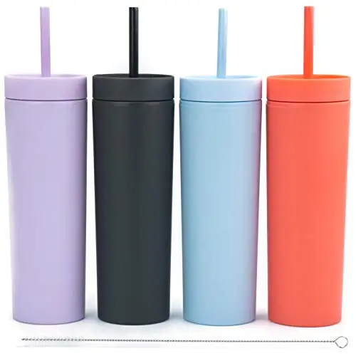 Custom Logo Color 16oz Double Wall Design Plastic Drink Coffee Mug with Lid