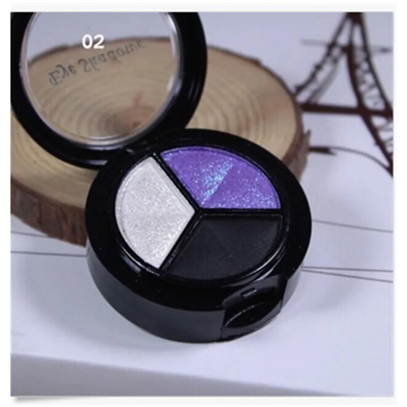 High pigment low MOQ best cost fast delivery 3 colors mixed custom brand shimmer glossy private label eye shadow oem