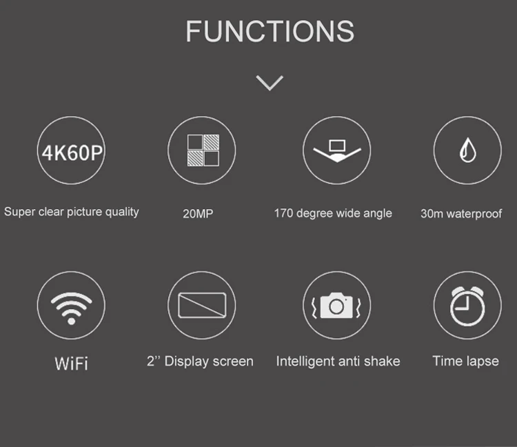  30m Водонепроницаемая 4K Спортивная экшн-камера WIFI наружная камера с водонепроницаемым