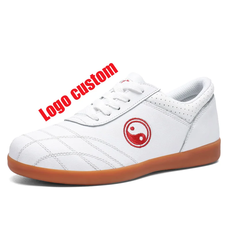 Custom Logo Chinese Kungfu Shoes Genuine Leather Wushu Sneakers Men Taichi Sports Martial Arts Shoes