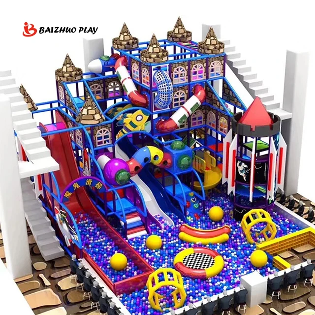 Factory Wholesale Family Amusement Center Kids Space Theme Indoor Playground  Big Slide For Sale