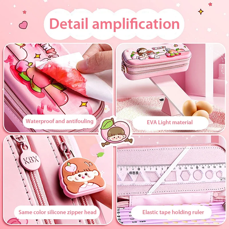 2024 Custom 3D EVA Pencil Pouch Case Non-Toxic Pencil Box Children Cute Printing Sublimation School Gift