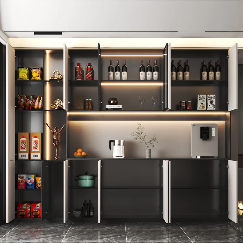 Custom Italian Style Multi-board Wine Cabinet Design Wooden Moderrn Luxury Wine Storage Cabinet