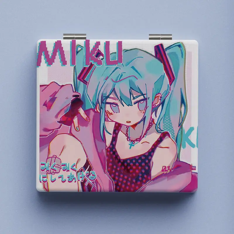 anime beauty kawayi girl Hatsune Miku mirror double sided portable foldable makeup mirror mini pocket mirror