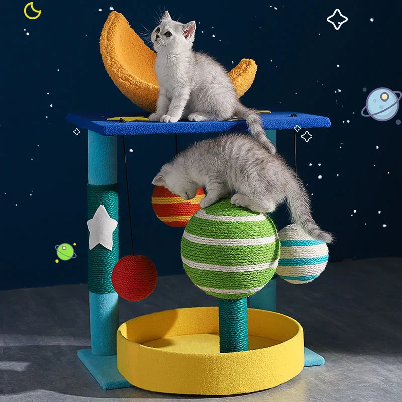 Звездное небо кошачье дерево с большой космической капсулой тяньчжу гнездо и прыжковая платформа интегрированная Вертикальная