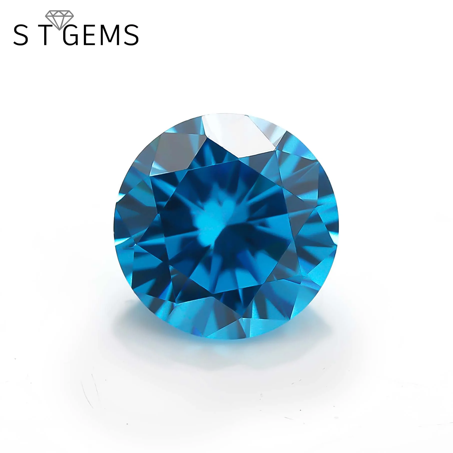 Loose Light Sea Blue Gemstone Luxury Round Stone AAA Cubic Zirconia Stones Price Per Gram