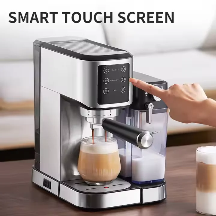 Custom logo Automatic Powder Brewer coffee Machine Espresso 3 In 1 coffee maker made in china With Grinder Milk Frother