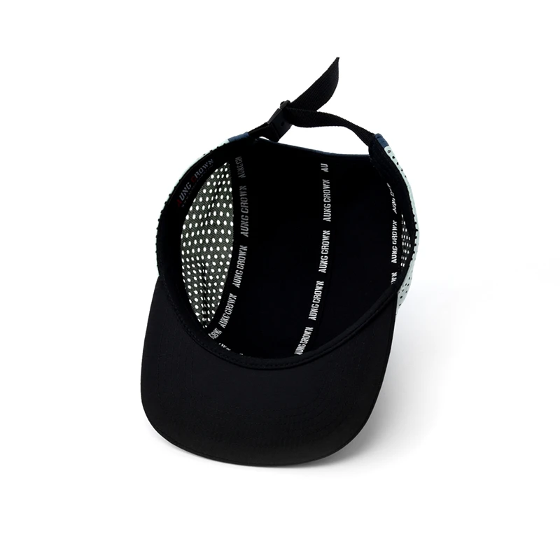 OEM Custom Breathable Mesh Cap Camp 5 panel Running Hat Nylon Sport Camper Hats With Printing