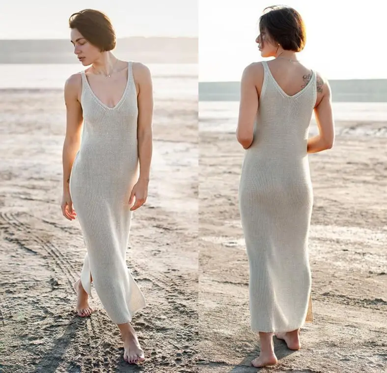 
Fashion Women Summer Casual Dresses Sexy rib knit Beach Dresses Women 
