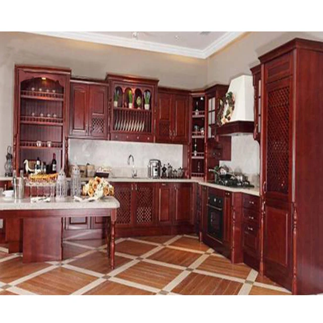 Classic style cherry wood kitchen cabinet