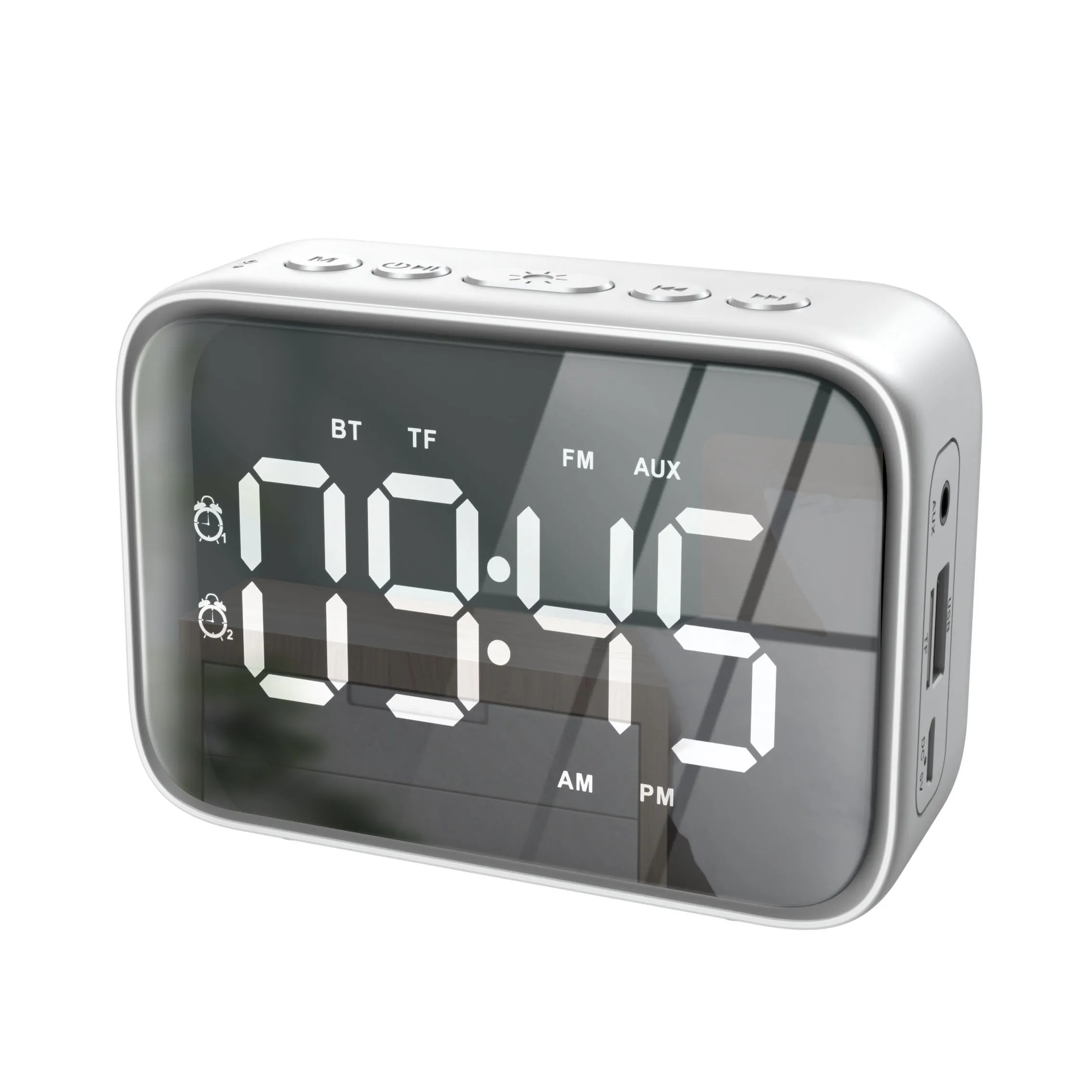 G20 2020 New Arrival Factory Price Led Screen Dual Alarm Clock FM Blue tooth  Wireless Speaker with USB Flash Driver Aux Line