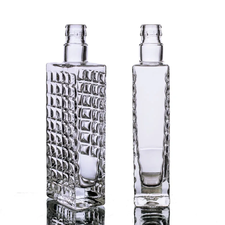 wholesale cheap price transparent square 750ml vodka glass bottle with caps