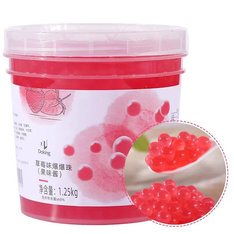 Doking Strawberry Popping Boba Flavored Popping Boba Pearls Juice Bursting Ball for Bubble Tea