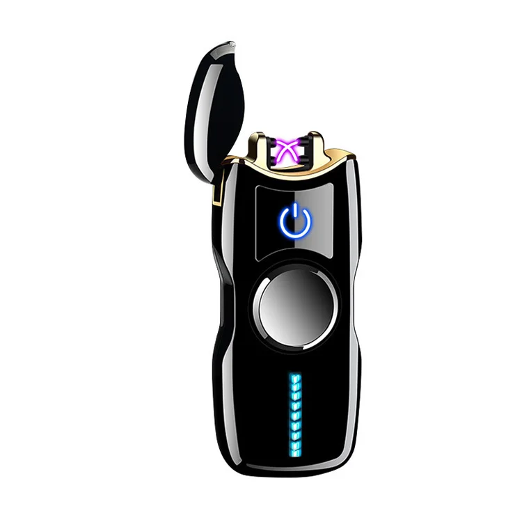 New double arc plasma cigarette lighter with Led lighting finger spinner lighter