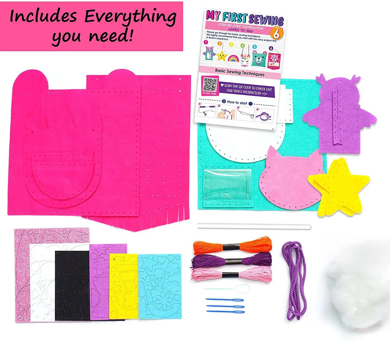 Bemay Toy Feld DIY Sewing Kit for Kids 7pcs Lovely Felt Craft Educational Toys