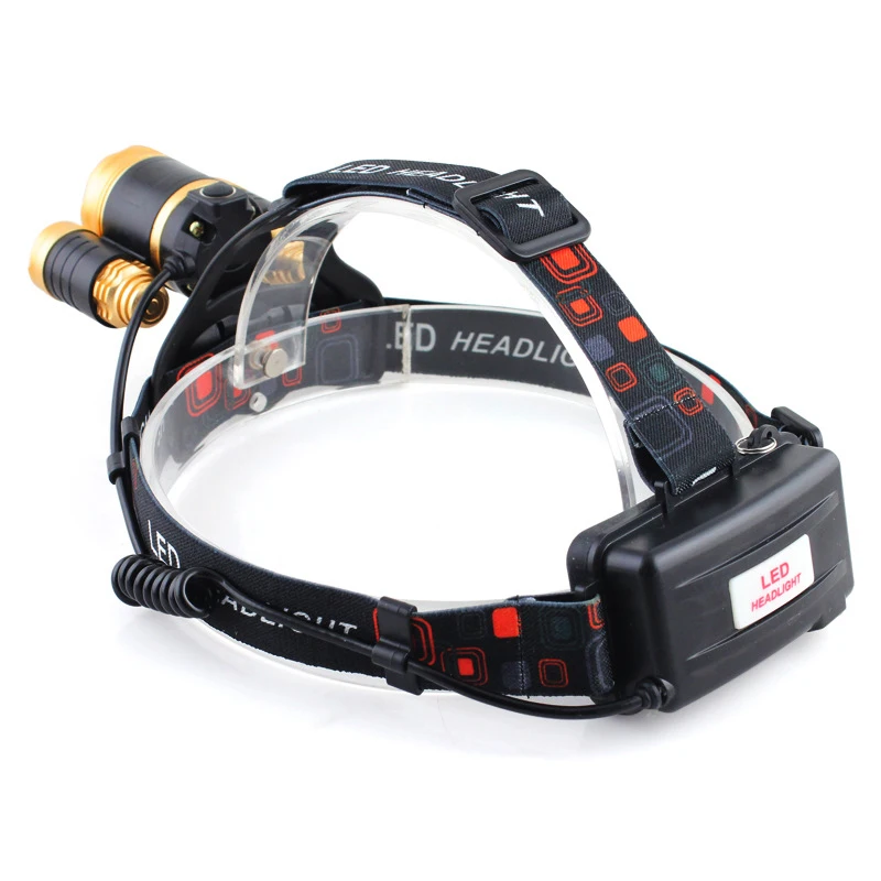 Led Glare Headlight USB Charging 10W High-power Three-light Head T6 Aircraft Light Outdoor Mountaineering Camping Lighting