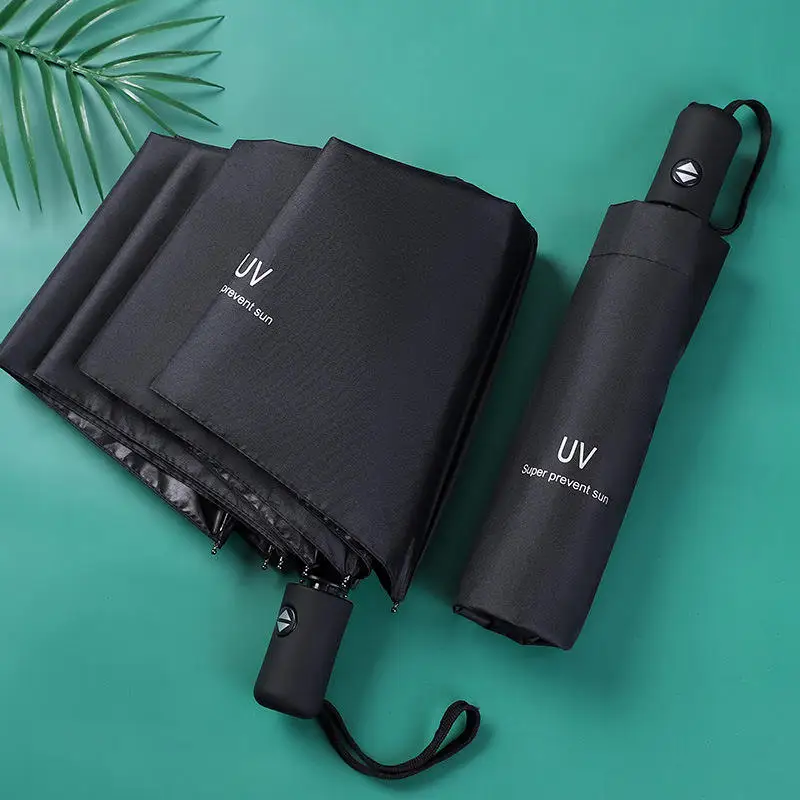 2024 UV 21 Inch 8 Ribs Wholesale 3 Fold Automatic Umbrella Custom Design UV Umbrella