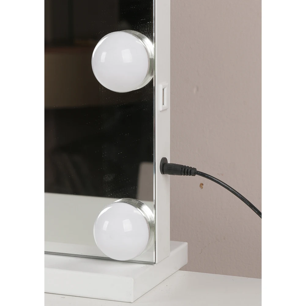 Custom Modern Designer Adults Bedroom White Wooden Makeup Mirrored Console Dressing Table With Mirror