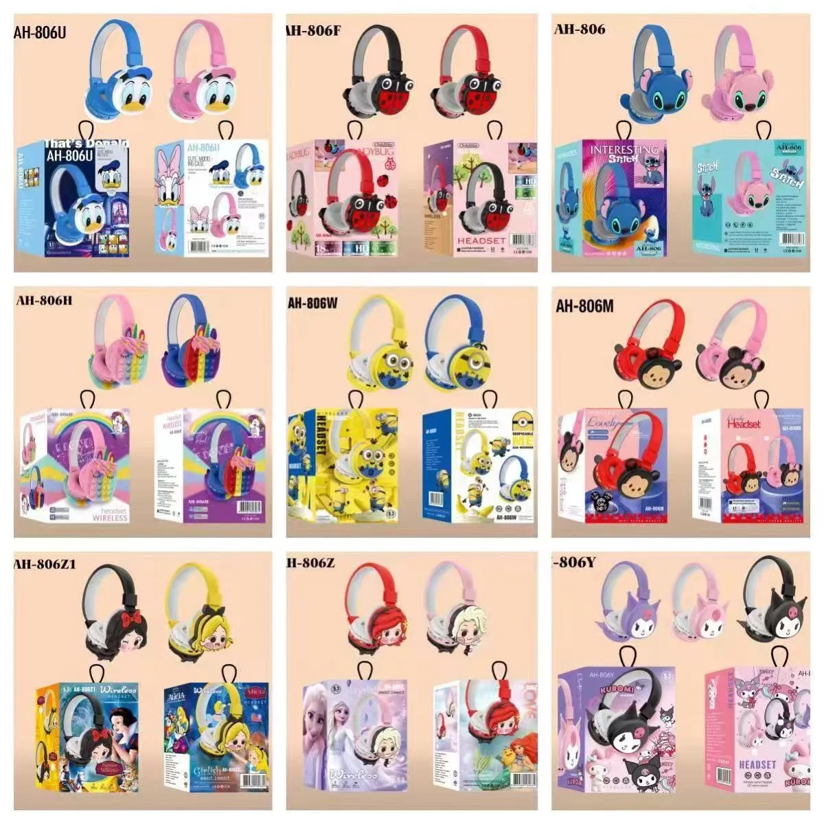 New Cartoon Cute Bluetooth Charging Earphones