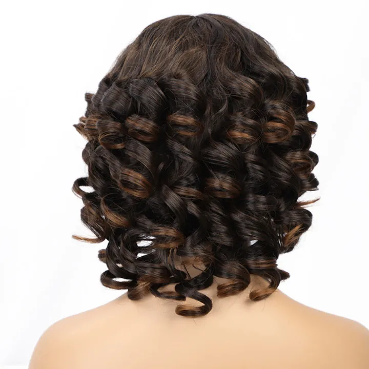 2021 fashion Synthetic European And American Style Fashionable Curly Hair Fluffy Big Wave Wig for Black Women hd lace