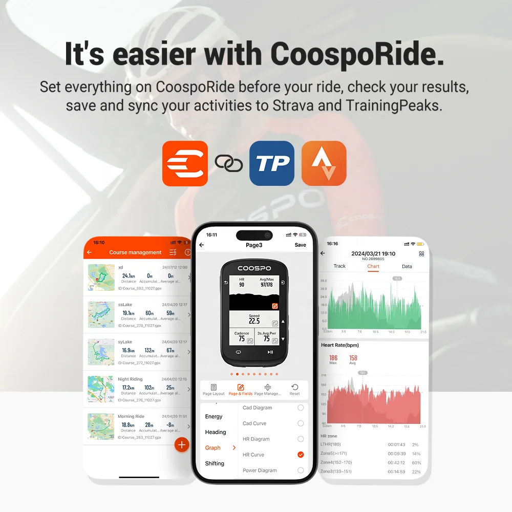 COOSPO CS500 Navigation Bluetooth ANT+ GPS Bicycle Computer with Radar Sensor