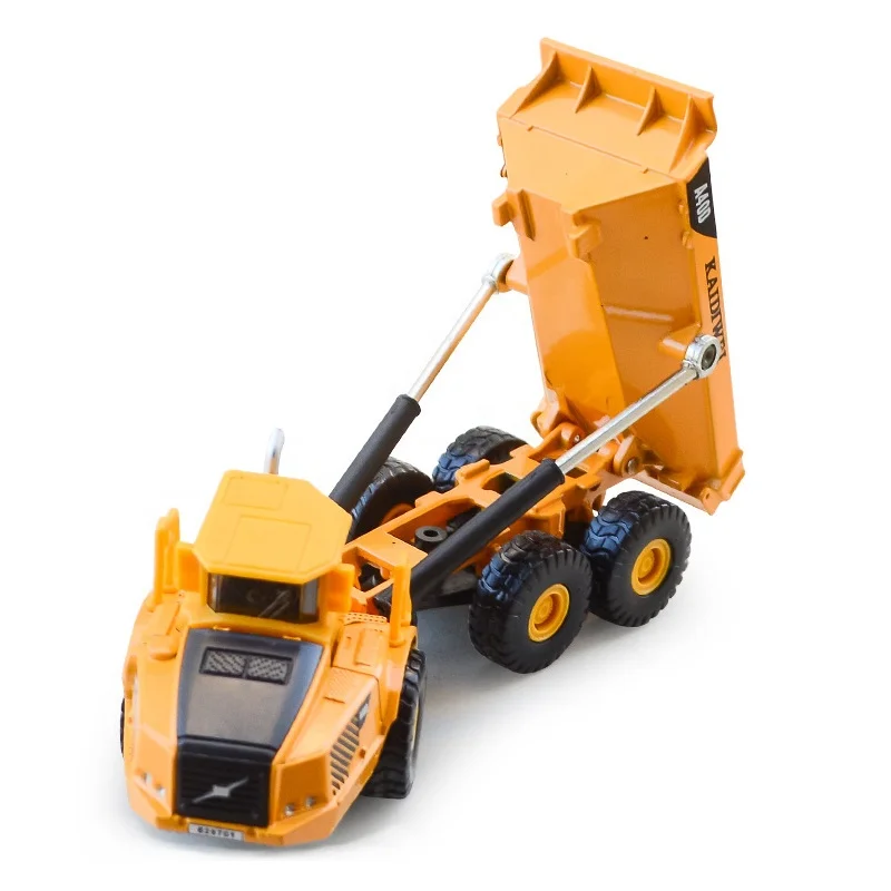 KDW 628701 Kids Diecast Alloy Dump Truck Toy 1/87 Scale Metal Mini Dumping Construction Truck Model Vehicles For Gifts