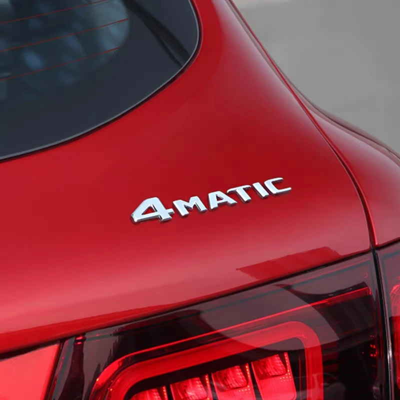 3D ABS 4MATIC Car Logo Stickers Chrome Plastic Abs Car Emblem Fender Bumper Badge Decal Mercede C63 C200L Letters Custom Sticker