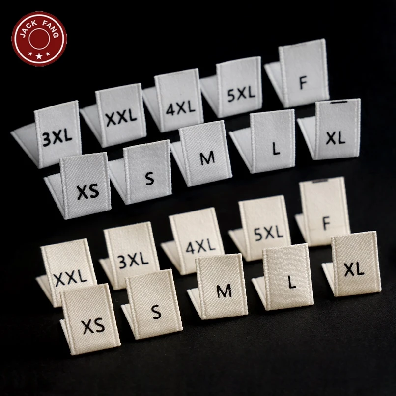 Professional Service Ultrasonic Cut Satin Garment Tags Double Side Printing Care Labels Size Tag For Clothing