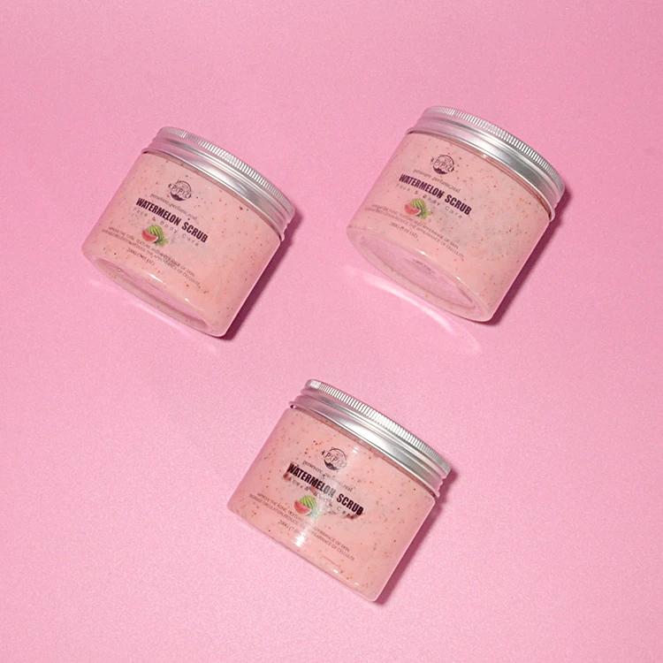 
In Stock Wholesale Natural Whitening Organic Sea Salt Skin Moisturizing Watermelon Exfoliating Body Face Scrub 200G 