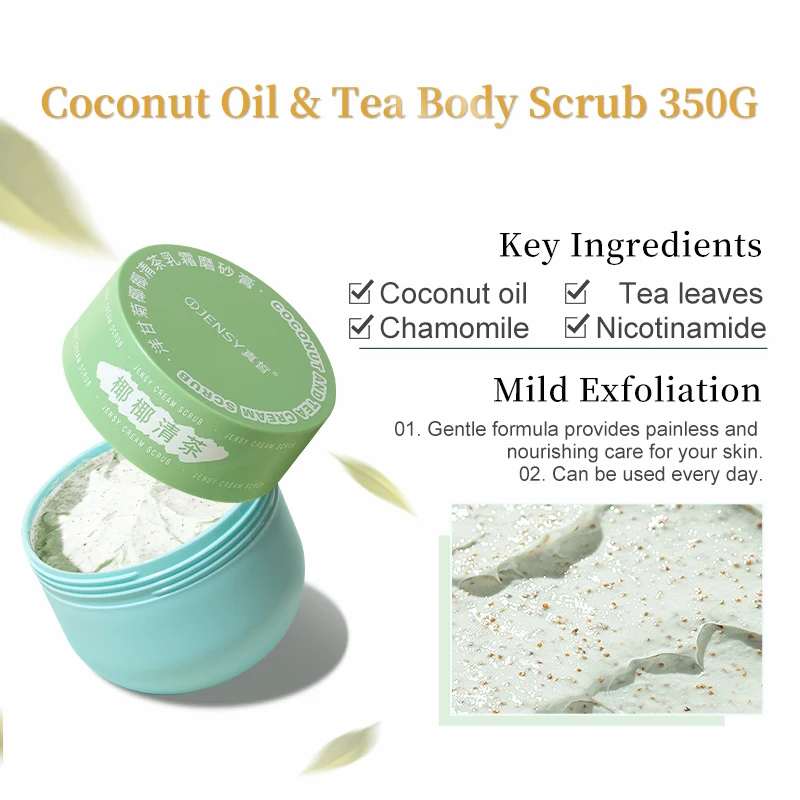 Moisturizing coconut natural brightening coffee private label exfoliating sugar sea salt organic whitening body scrub