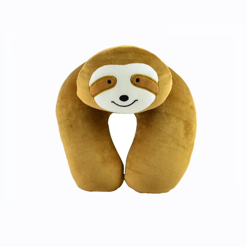 
chinese animal style printed or embroidery travel custom Super soft plush microdead filled kids baby neck pillow for car home 