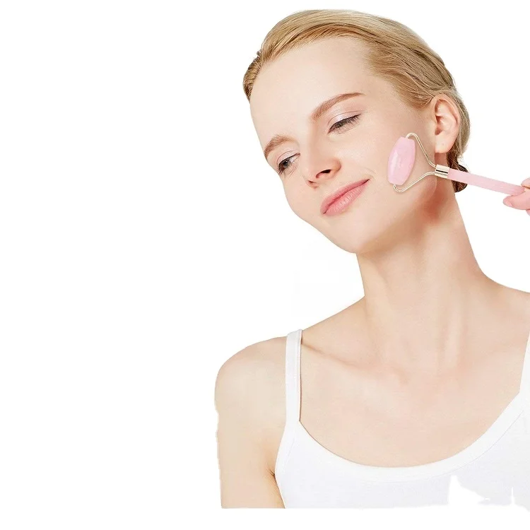 Best High Quality Anti Aging Face Lifting Gua Sha And Facial Roller ,Rose Pink Jade Face Roller For Gift Set