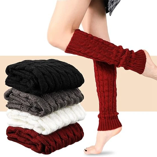 Womens 80s Neon Ribbed Knit Leg Warmer for Dance Yoga Winter Knitted Crochet Long Legging Socks Cable Knit Leg Warmers for Girl