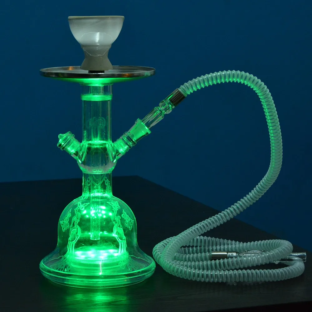 Wholesale Portable RY-60 Acrylic LED Shisha Hookah Set Pure Color Hookah Bowl Hookah Hose Glass