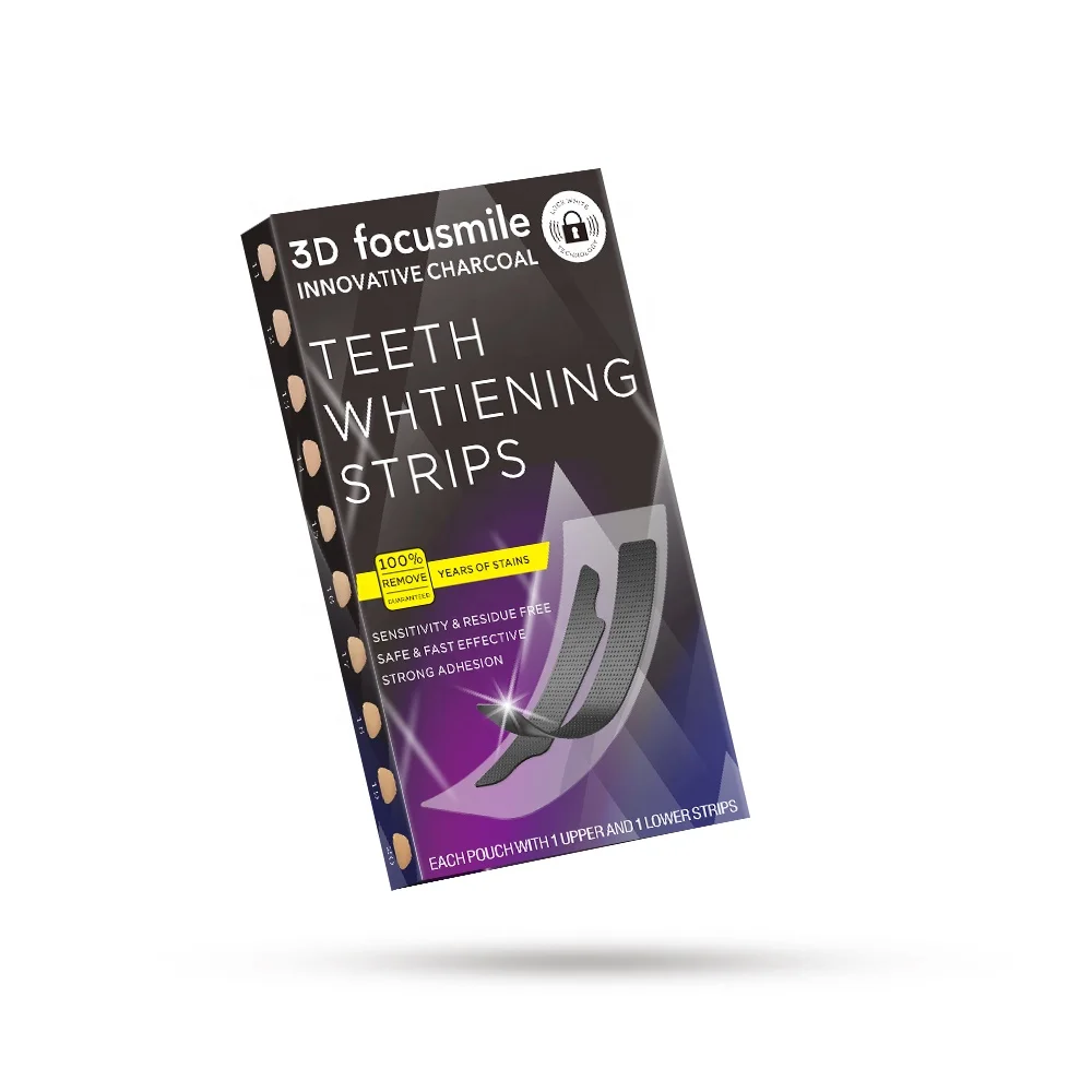 Factory Price  Private Label Focusmile Charcoal Teeth Whitening Strips Professional Whitening Teeth Strips