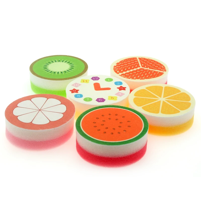 Printed round fruit shape kitchenware cleaning sponge scourer