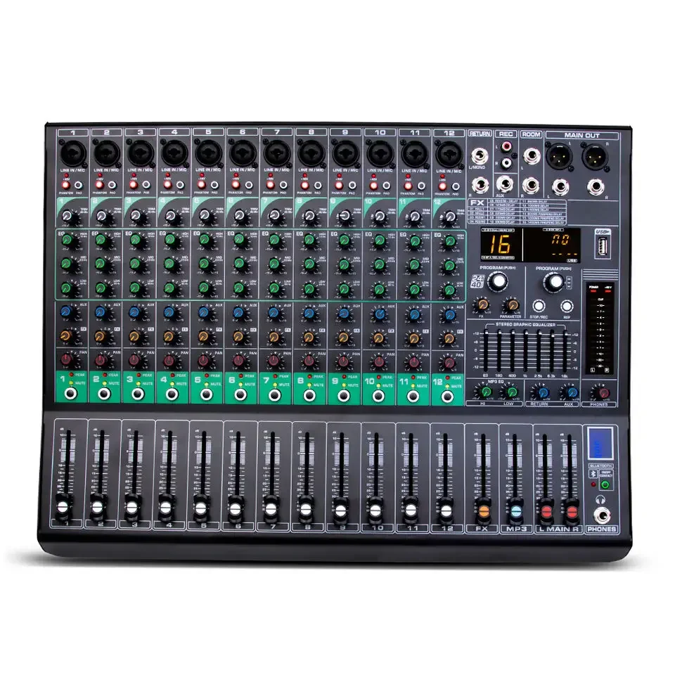 G120 Professional 48V Phantom Power Supply 12 Channel Audio Mixer For Large Stage Performance