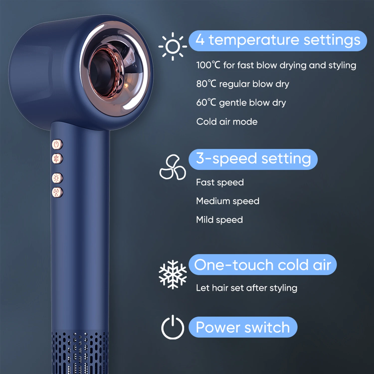 Custom Blow Dryer Salon High Speed Professional Ionic Hair Dryer Straighten Electric Rotating 110000 RPM BLDC Motor Hair Dryer
