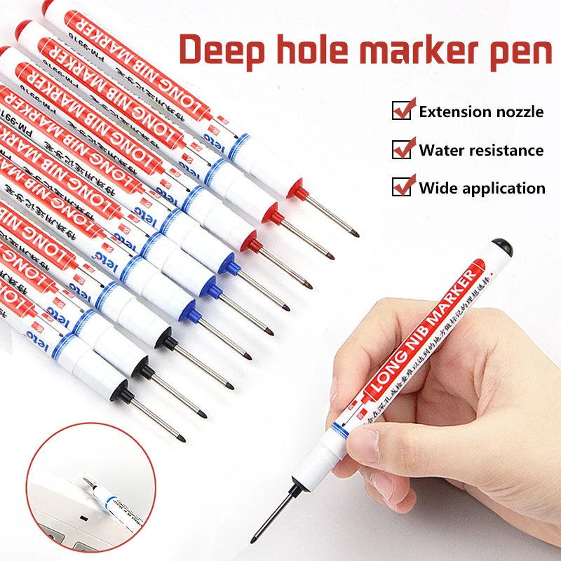 Deep hole 20mm long head marker pen for woodworking tiling hardware waterproof quick drying oil based pen for wholesale
