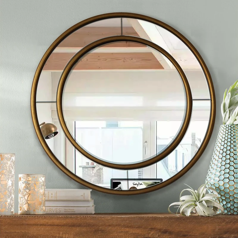 Hamirror Customized Classic Luxury Hotel Room Furniture Gold MDF Framed Decorative Mirror