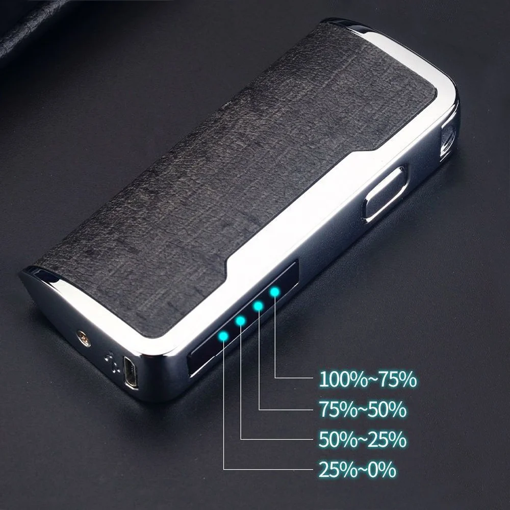 Novelty Leather Electric Lighter USB Rechargeable Lighter Cool Electronic Gadgets Technology Smart Windproof Plasma ARC Ignitor